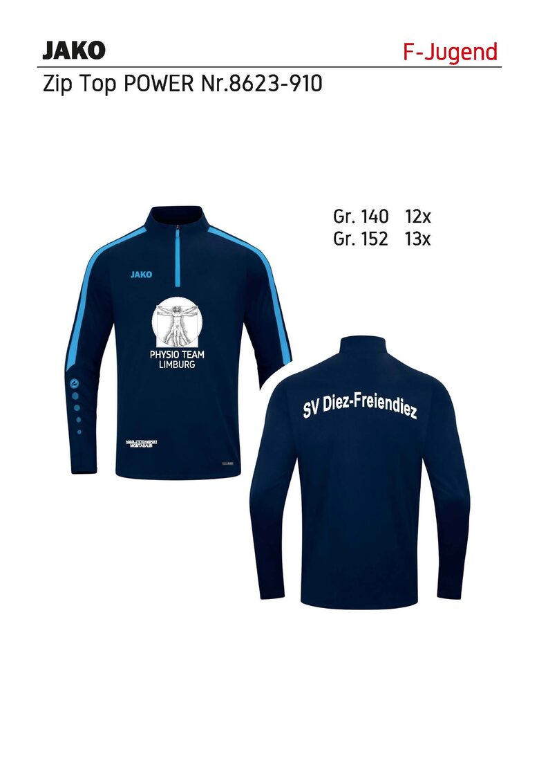 JAKO Ziptop Power Größe 152 F-Jugend
